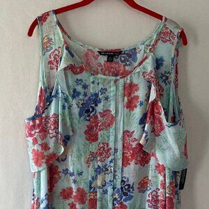 NWT Zac & Rachel Size 2X Cold Shoulder Floral Top